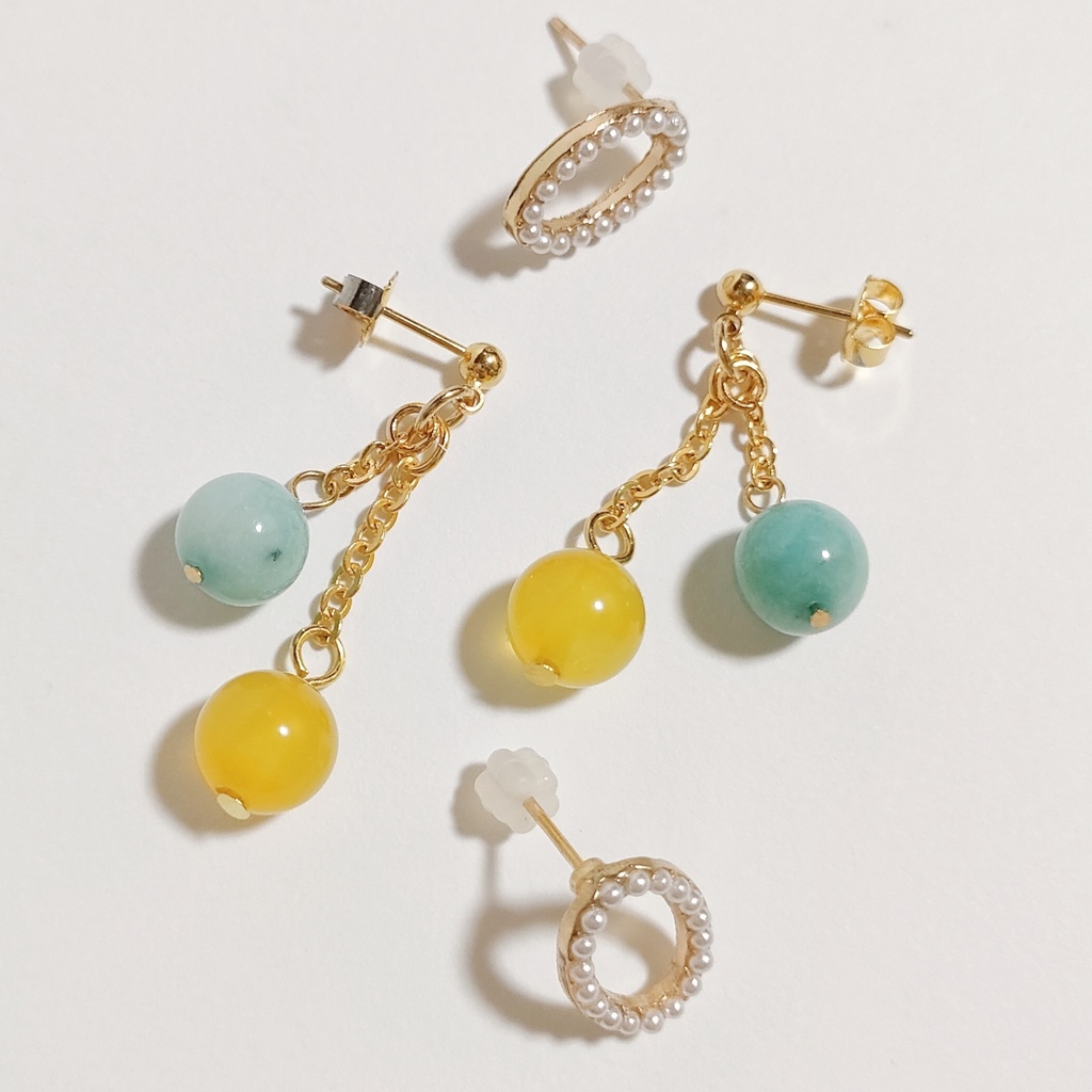 “ゼロ”×ミントカラー ピアスセット