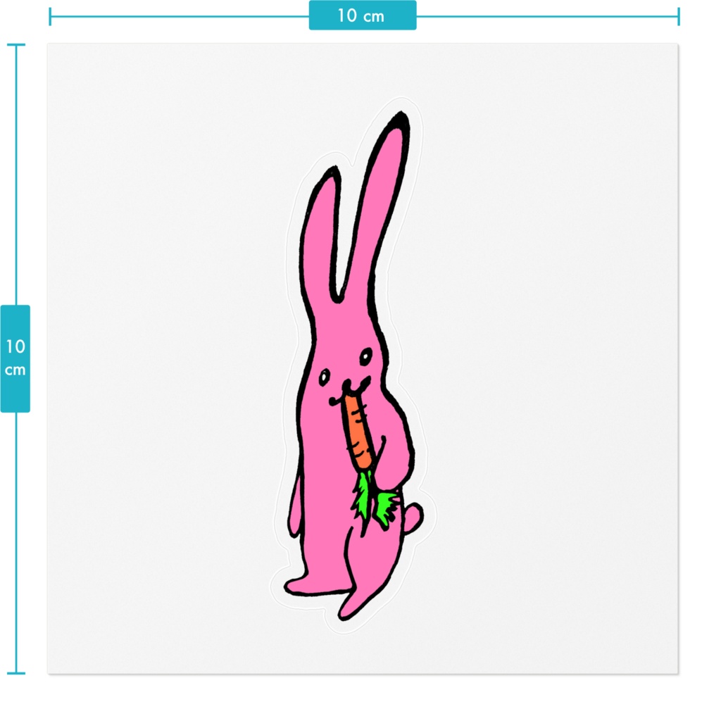ゆがみうさぎピンク、ステッカー