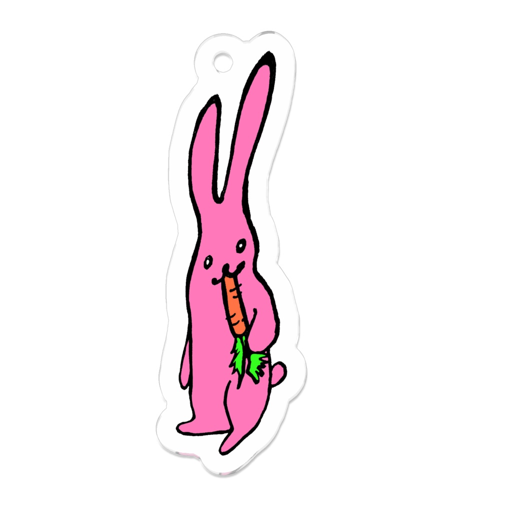 ゆがみうさぎピンク、アクリルキーホルダー