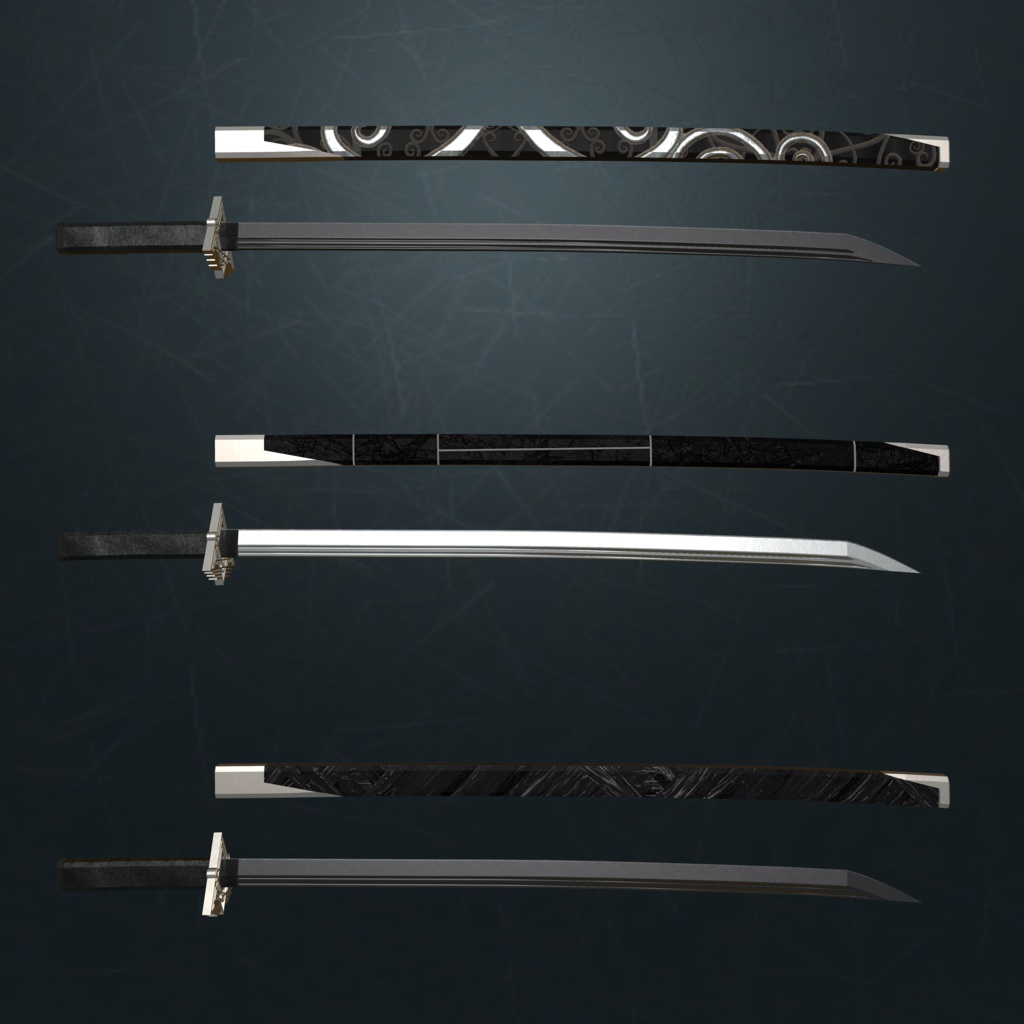 【オリジナル3Dモデル】Kokuyou -黒曜-【刀】VRChat想定【MA対応】