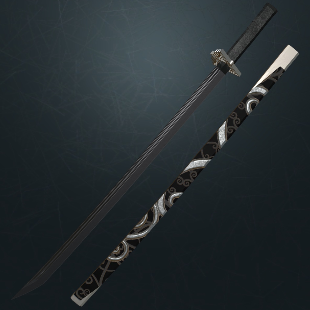 【オリジナル3Dモデル】Kokuyou -黒曜-【刀】VRChat想定【MA対応】