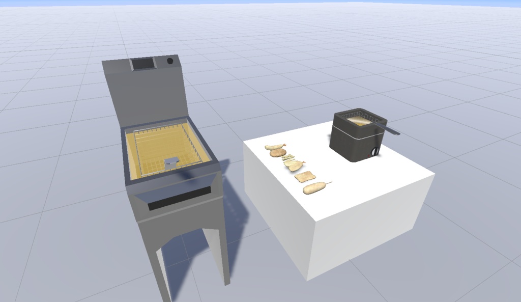 【VRchat想定】揚げられる!食べられる!揚げ物ギミック!Udonギミック