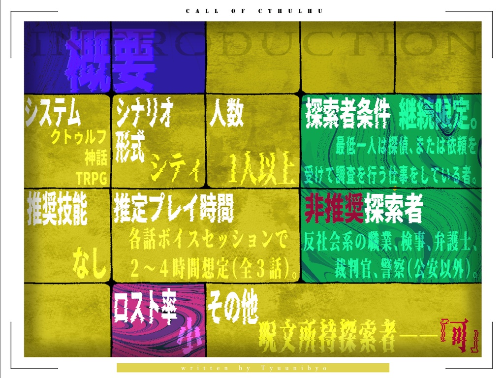 クトゥルフ神話TRPGシナリオ「偽証探偵 」