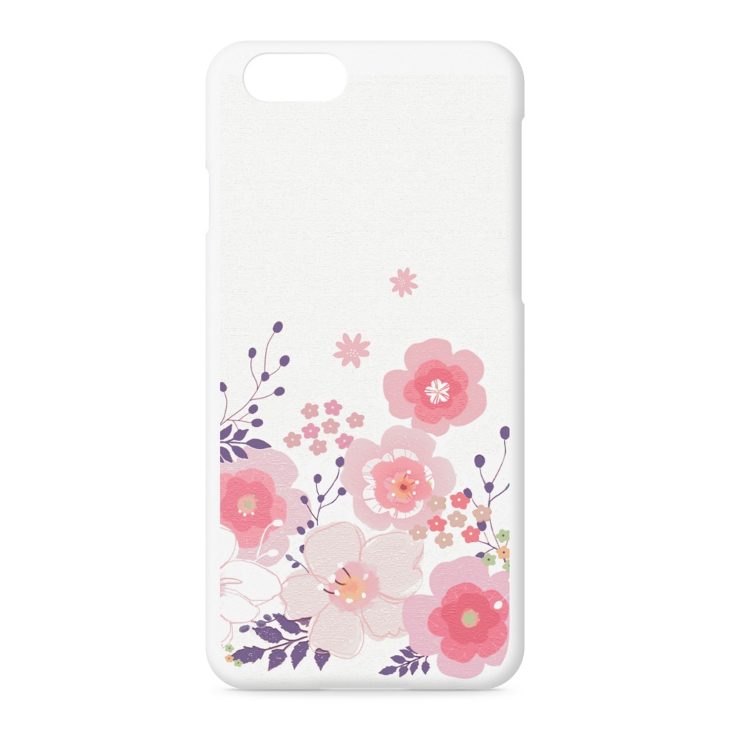 優しい花柄☆スマホカバー/表面のみ印刷(側面・白)