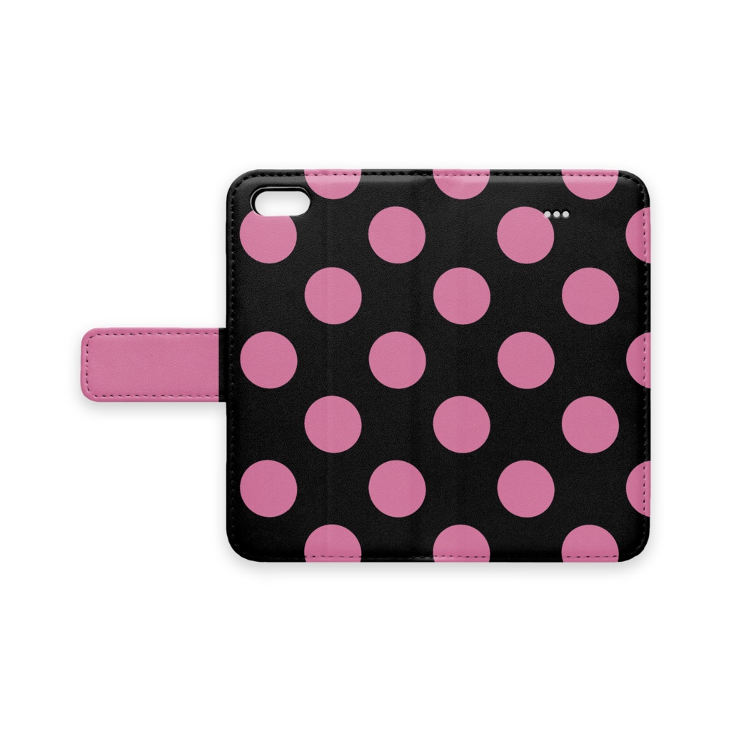 ピンクの水玉/iPhone手帳型ケース