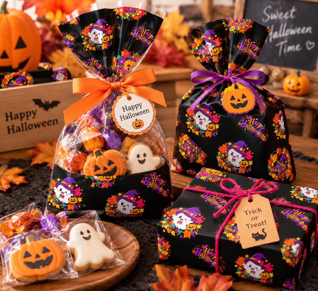 ハロウィン デジタルペーパー|大人かわいい&ビビッド 12色セット|シームレス
