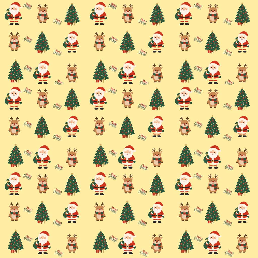 かわいいクリスマス デジタルペーパー 9枚セット|サンタ・トナカイ・ツリー|Christmas Pattern