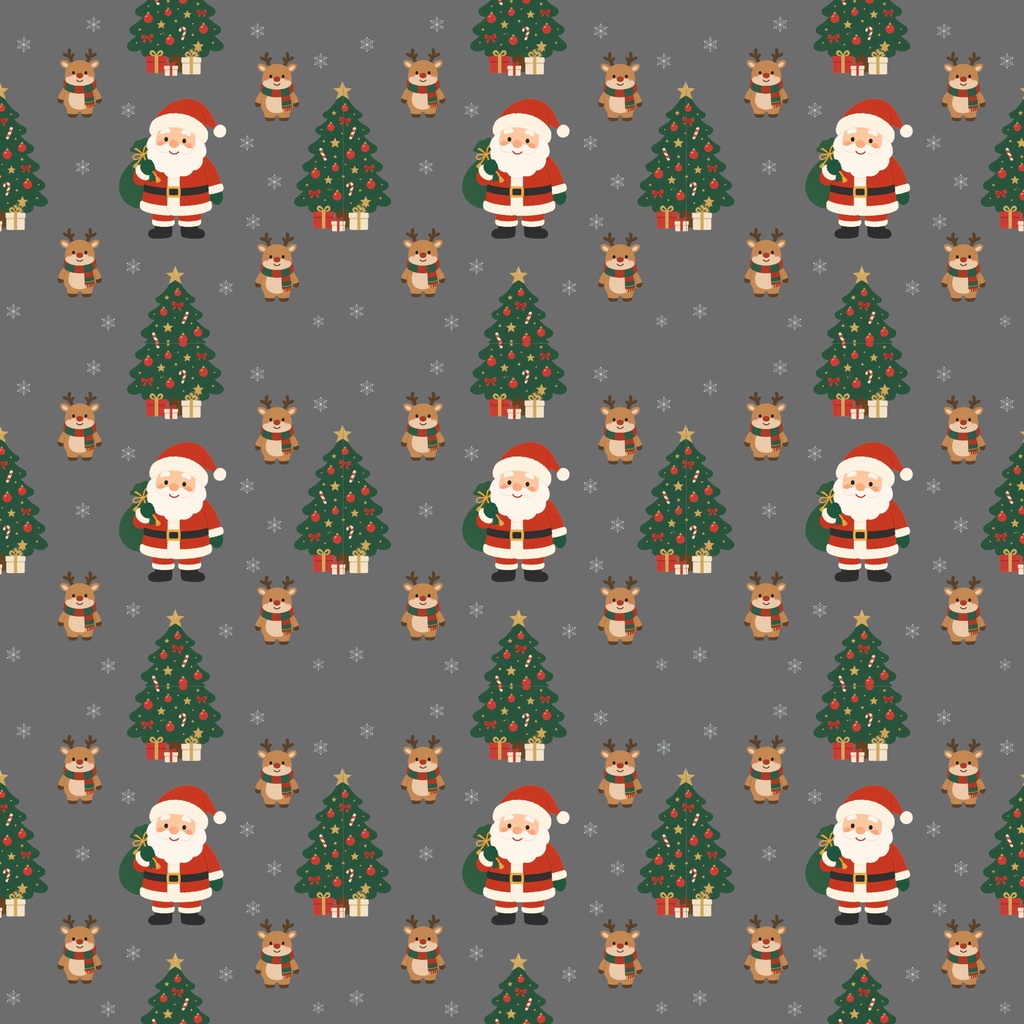 かわいいクリスマス デジタルペーパー 9枚セット|サンタ・トナカイ・ツリー|Christmas Pattern