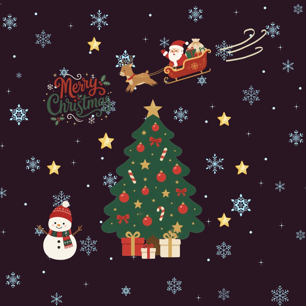 かわいいクリスマス デジタルペーパー 9枚セット|サンタ・トナカイ・ツリー|Christmas Pattern