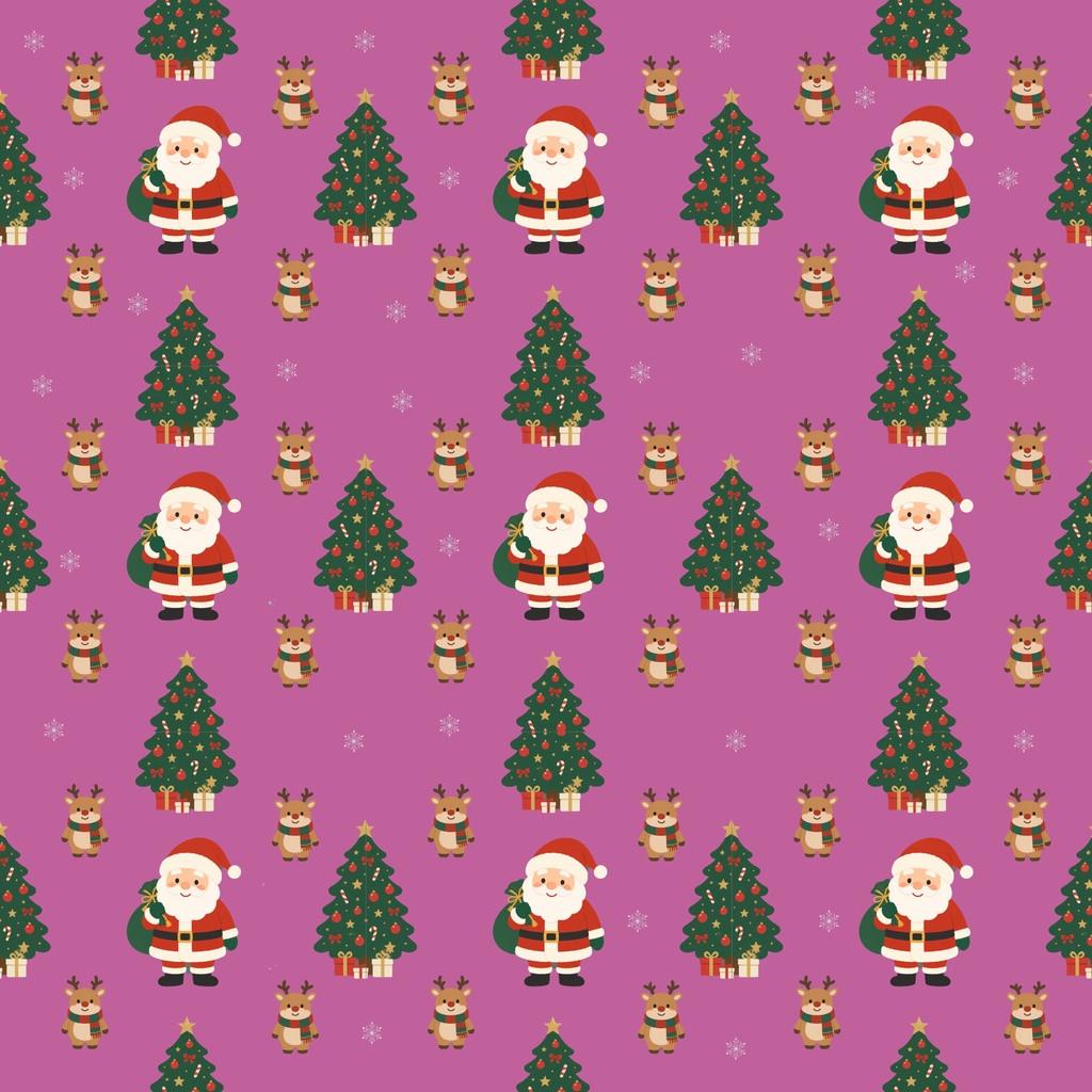 かわいいクリスマス デジタルペーパー 9枚セット|サンタ・トナカイ・ツリー|Christmas Pattern