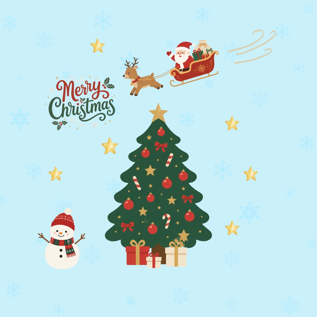 かわいいクリスマス デジタルペーパー 9枚セット|サンタ・トナカイ・ツリー|Christmas Pattern