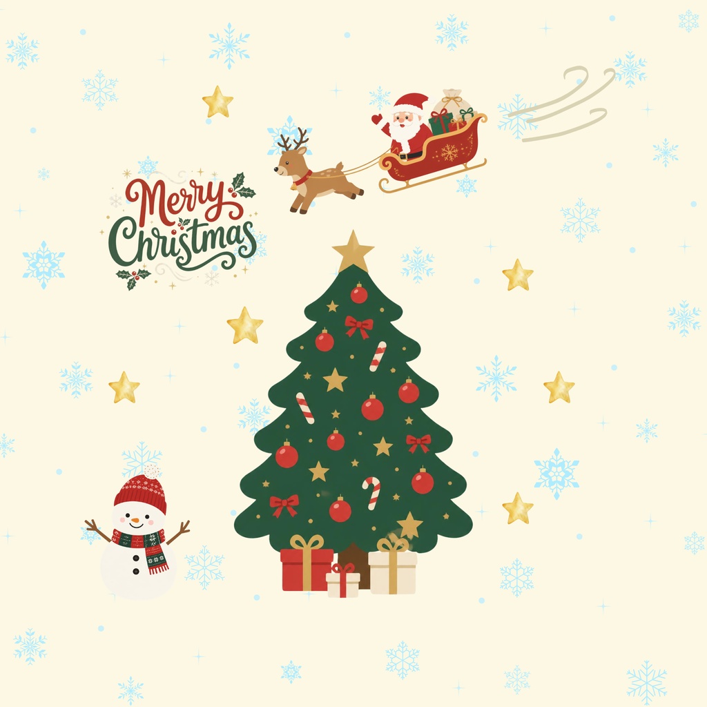 かわいいクリスマス デジタルペーパー 9枚セット|サンタ・トナカイ・ツリー|Christmas Pattern