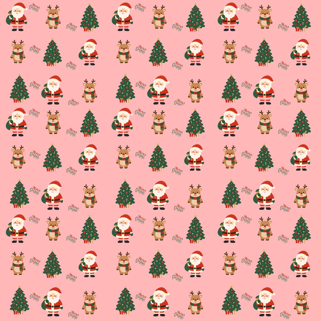 かわいいクリスマス デジタルペーパー 9枚セット|サンタ・トナカイ・ツリー|Christmas Pattern