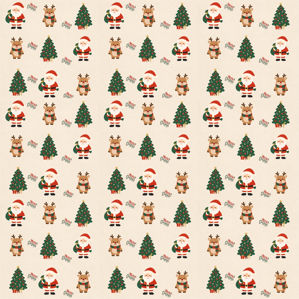かわいいクリスマス デジタルペーパー 9枚セット|サンタ・トナカイ・ツリー|Christmas Pattern
