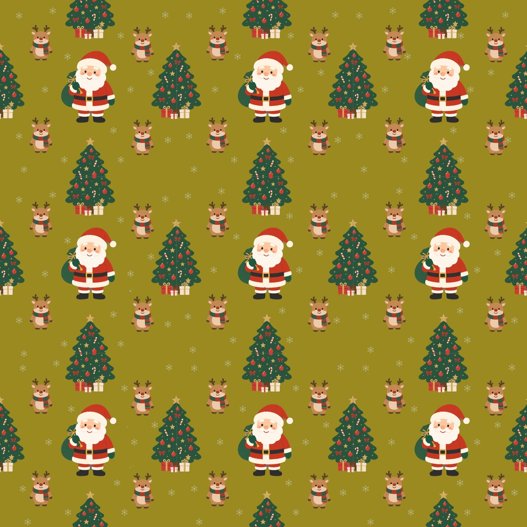 かわいいクリスマス デジタルペーパー 9枚セット|サンタ・トナカイ・ツリー|Christmas Pattern