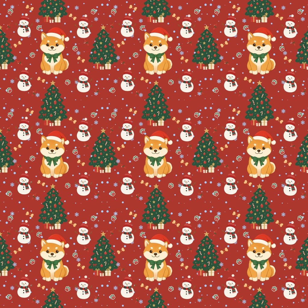 柴犬のクリスマス|かわいいデジタルペーパー 9枚セット Shiba Christmas