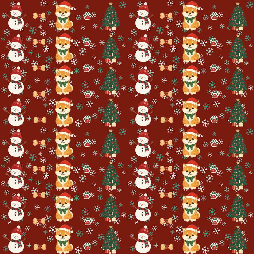 柴犬のクリスマス|かわいいデジタルペーパー 9枚セット Shiba Christmas