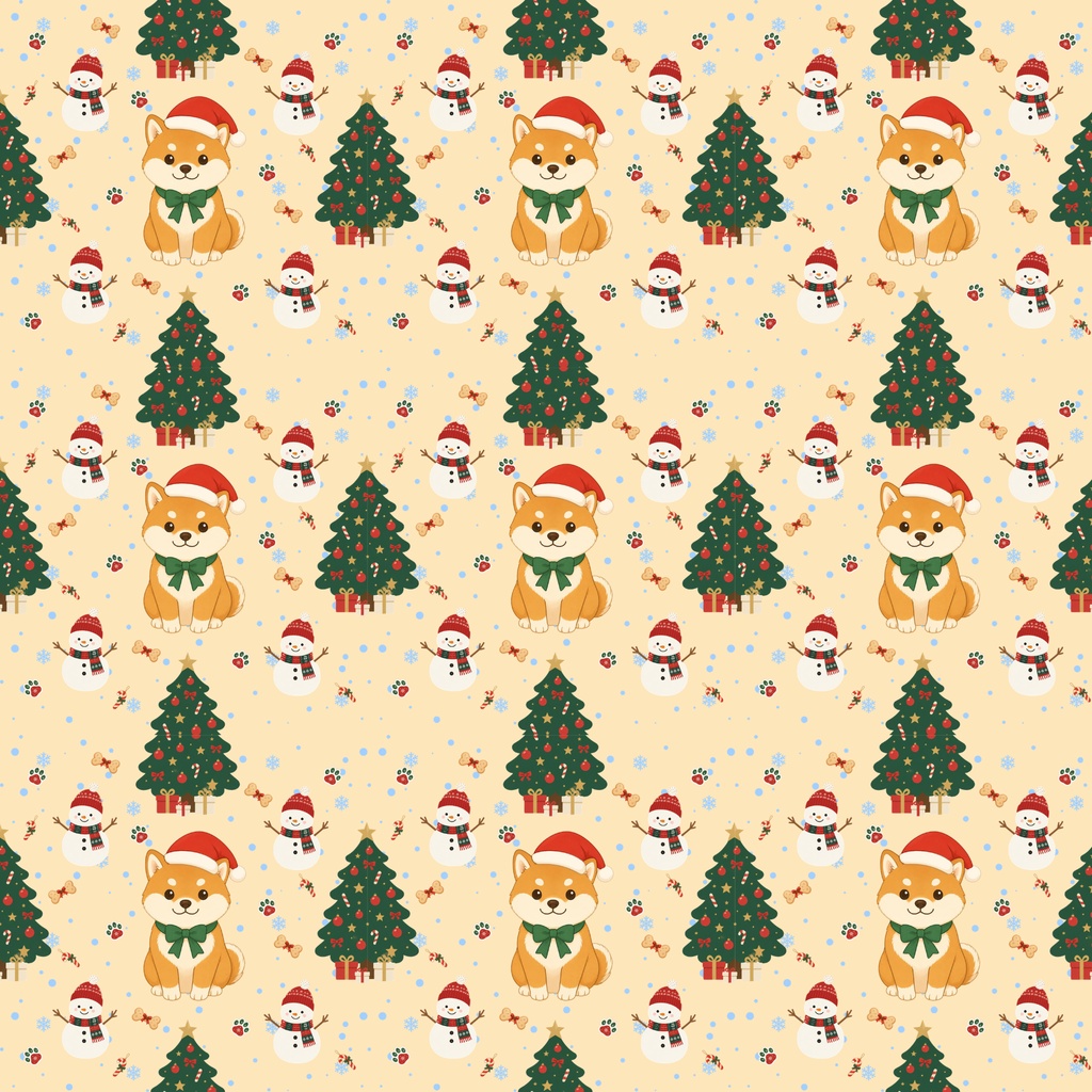 柴犬のクリスマス|かわいいデジタルペーパー 9枚セット Shiba Christmas