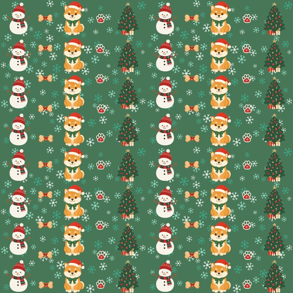 柴犬のクリスマス|かわいいデジタルペーパー 9枚セット Shiba Christmas