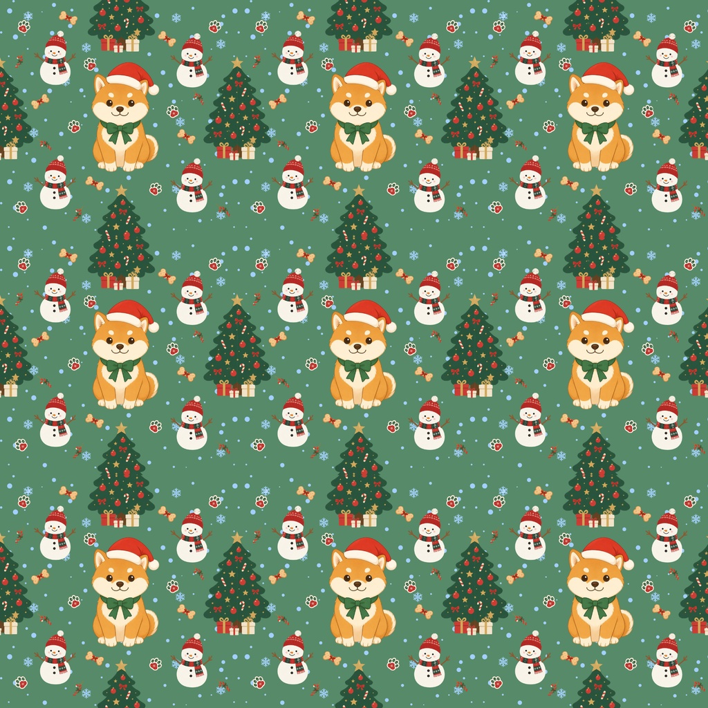 柴犬のクリスマス|かわいいデジタルペーパー 9枚セット Shiba Christmas