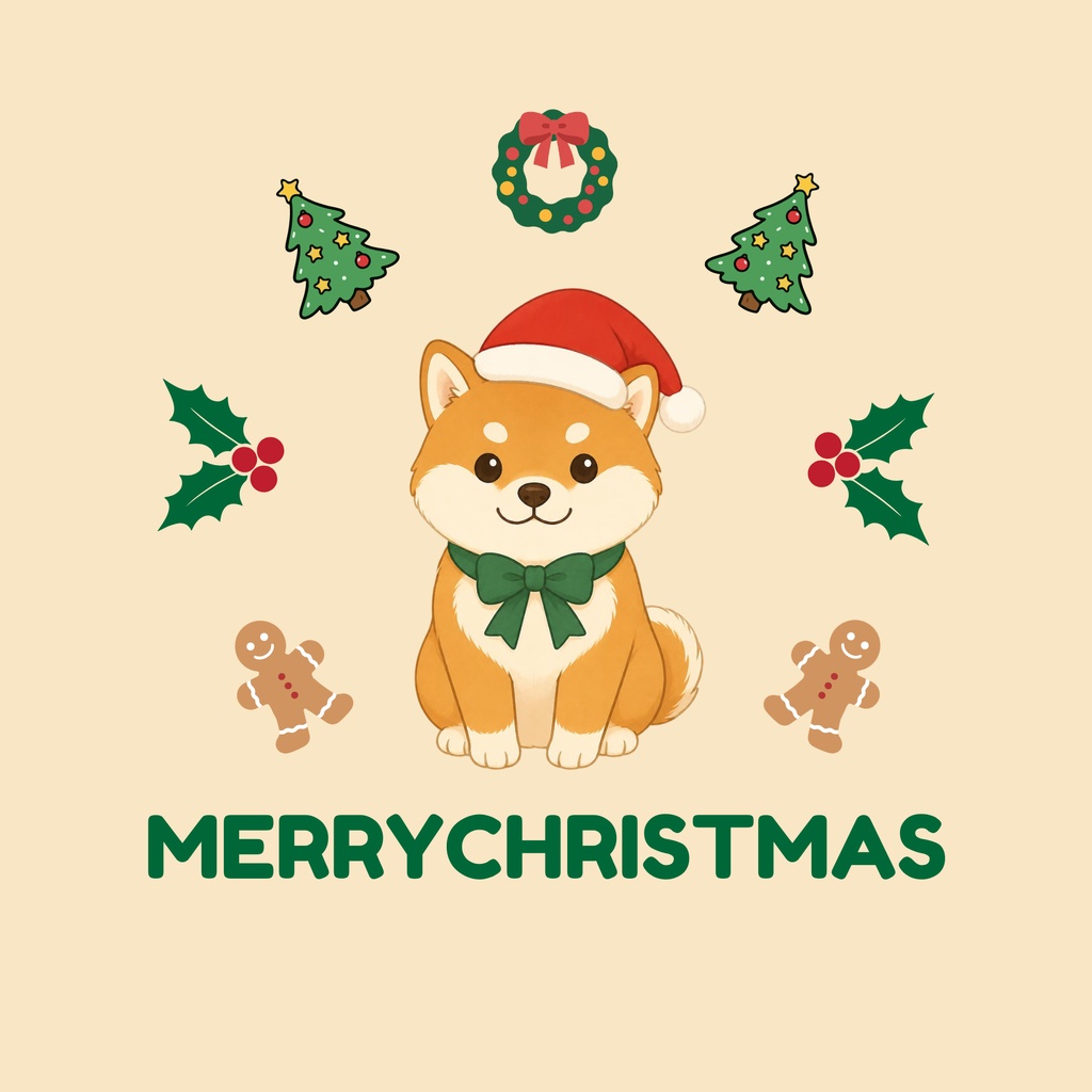 ほっこりクリスマス&柴犬 デジタルペーパー 9枚セット|Christmas Pattern Paper