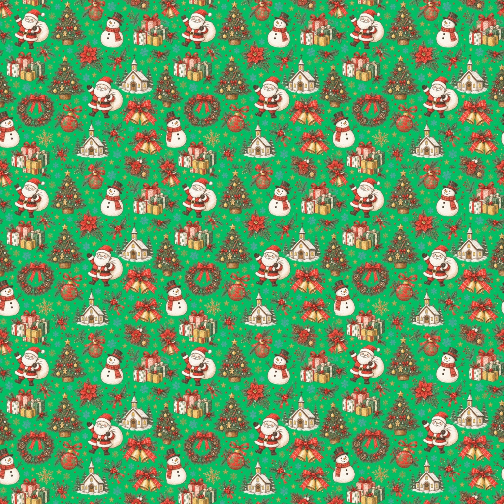 クリスマス デジタルペーパー シームレス8種セット|サンタ・雪だる・ツリー