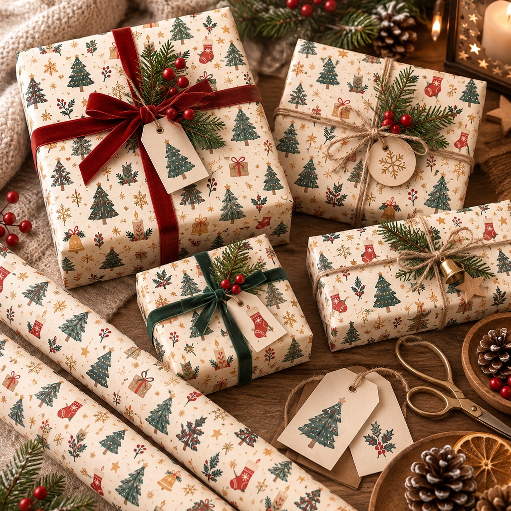 北欧ナチュラル クリスマス デジタルペーパー 6柄セット|水彩・冬・シームレスパターン