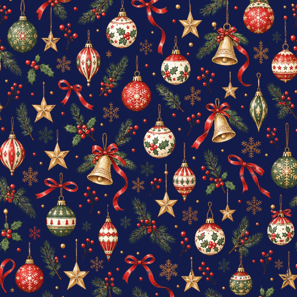 【クリスマスデジタルペーパー 6柄セット】アンティーク風・手描きイラスト風|北欧風・レトロ・ラッピング・コラージュ素材|ダウンロード素材