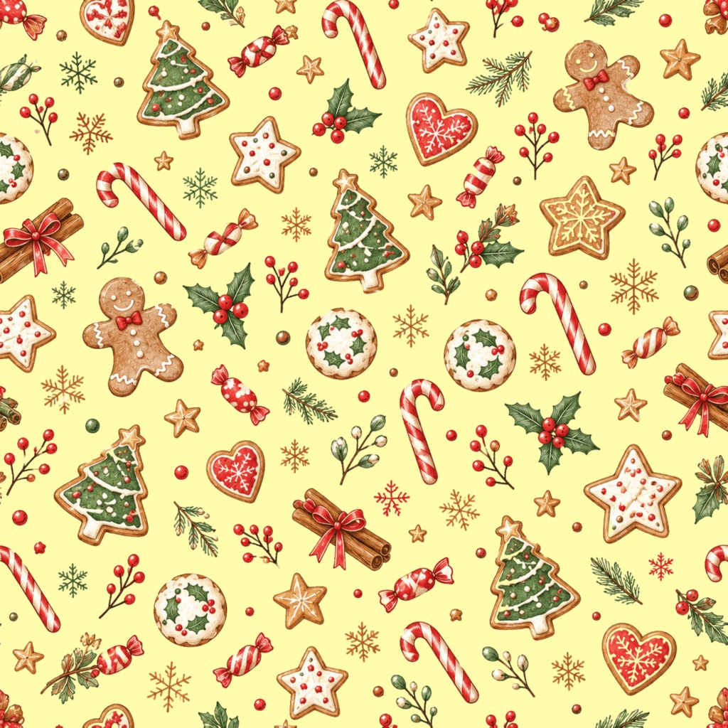 【クリスマスデジタルペーパー 6柄セット】アンティーク風・手描きイラスト風|北欧風・レトロ・ラッピング・コラージュ素材|ダウンロード素材