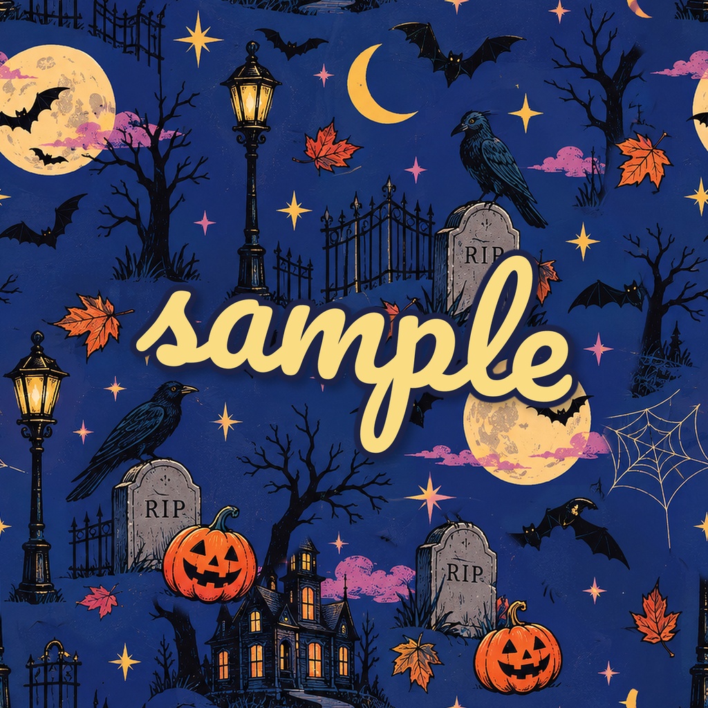 レトロポップなハロウィン柄|シームレスパターン・デジタルペーパー 5種セット|背景素材
