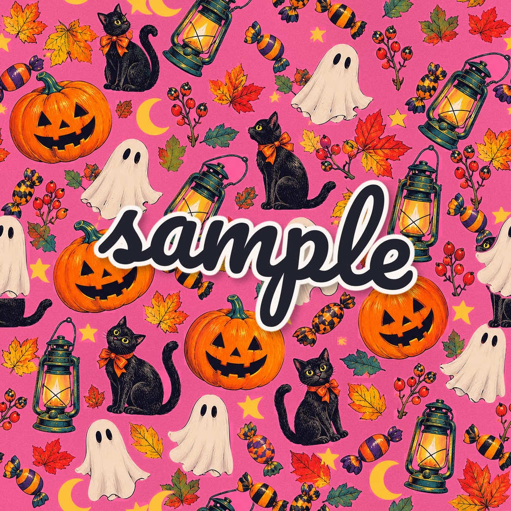 レトロポップなハロウィン柄|シームレスパターン・デジタルペーパー 5種セット|背景素材