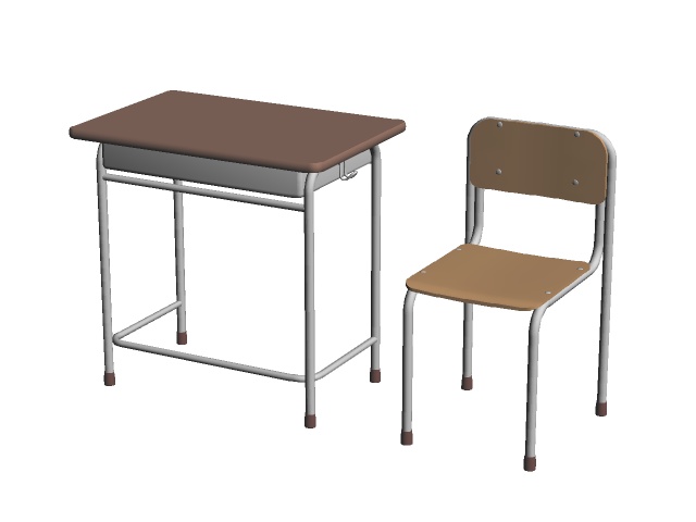 【Blender】3Dデータ無料配布 学校机・椅子