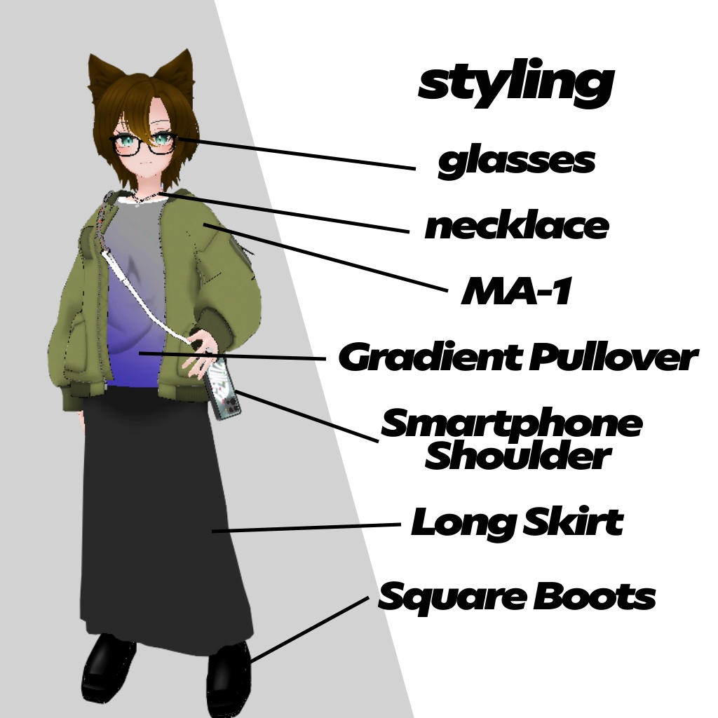 MA-1_styling / VRchatアバター用ウェア(.stアバター/一色晴.桝花蒼対応)