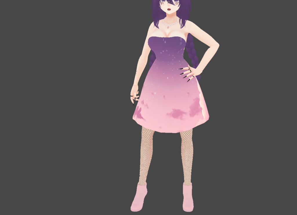 Pink and Purple Night Sky Themed Dress (Model Not Included)
