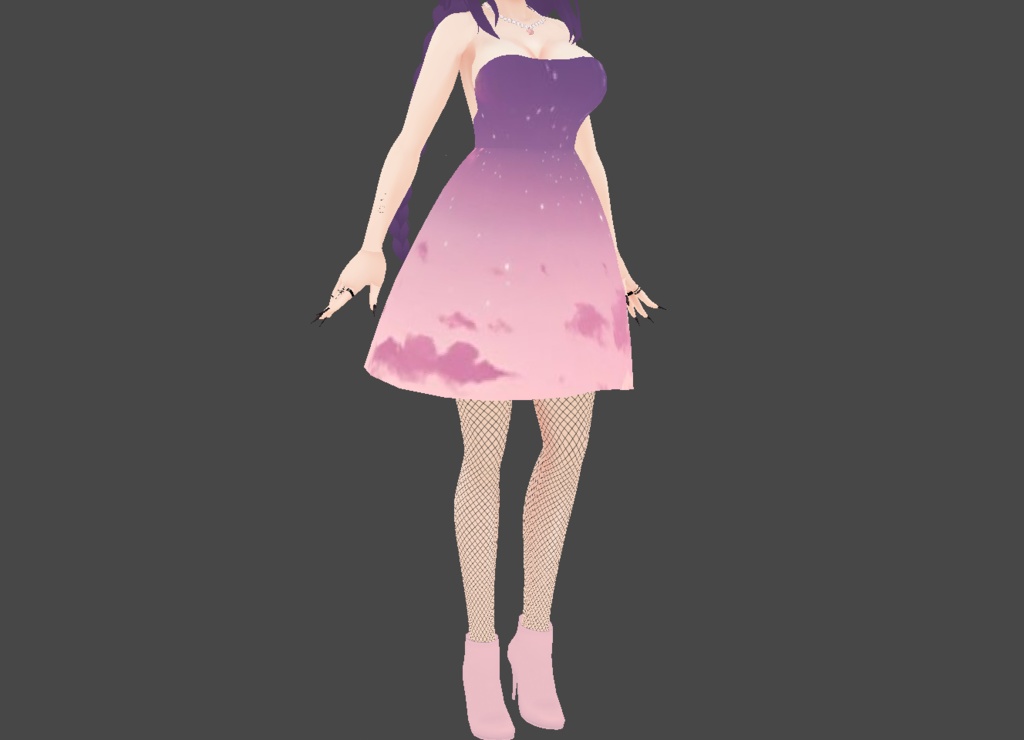 Pink and Purple Night Sky Themed Dress (Model Not Included)