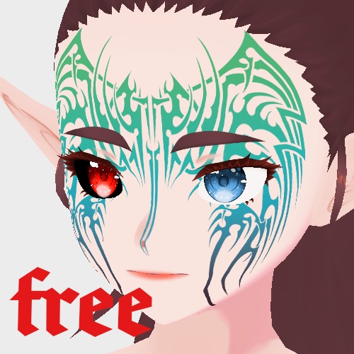 [FREE] Tribal Demonic Face Tattoo Vroid | [無料】トライバル デモニック フェイス タトゥー 