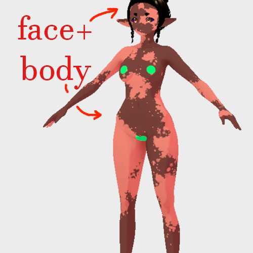 VRoid Vitiligo FULL BODY + FACE Markings Tattoo Skin | 白斑全身 + 顔のマーキング タトゥー スキン