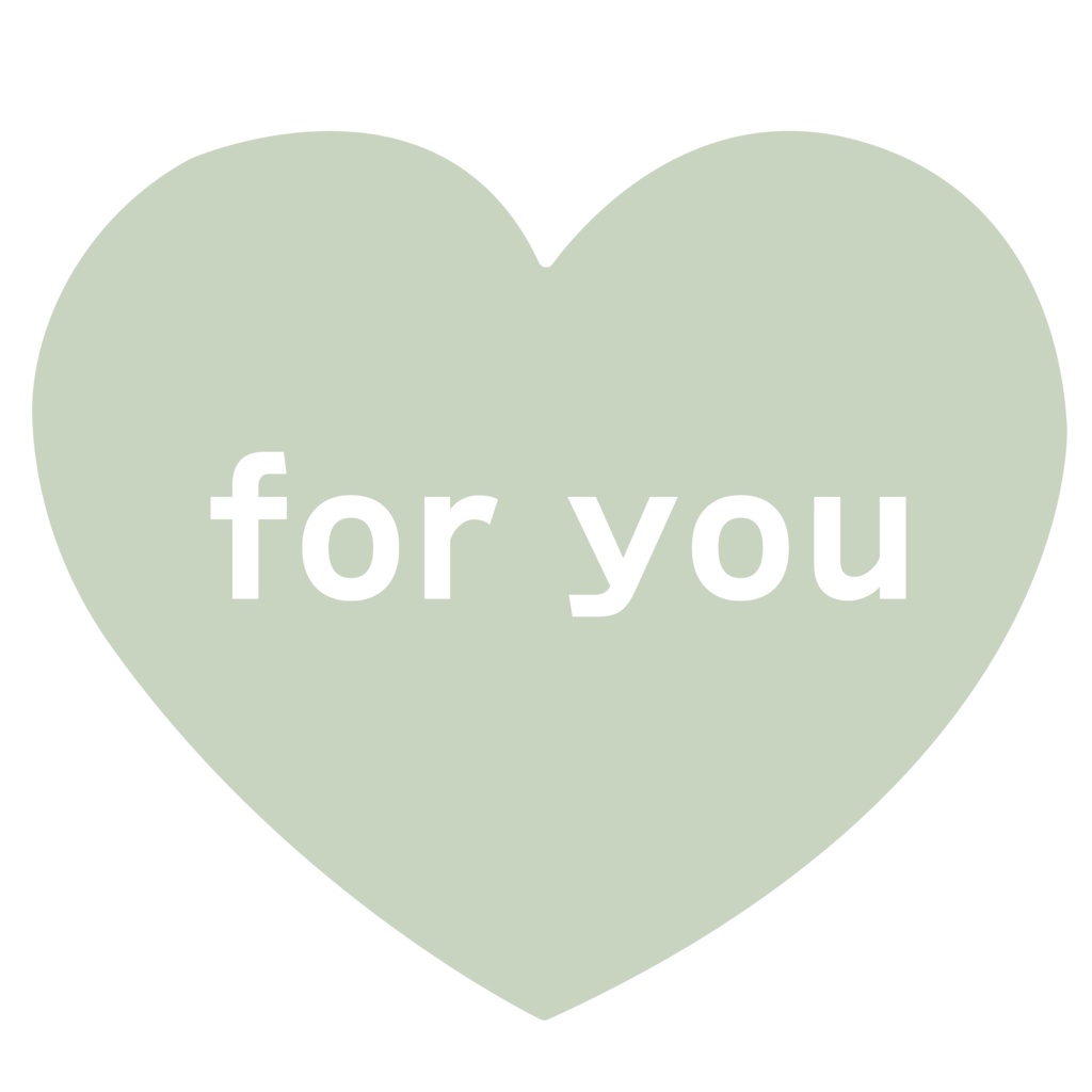 くすみカラー♡for youハート素材 4色セット(透過PNG)