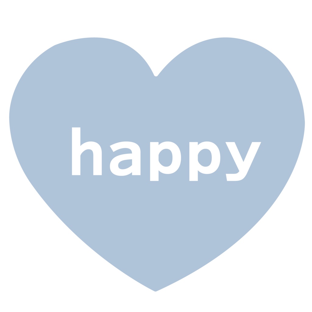 くすみカラー♡happyハート素材 4色セット(透過PNG)