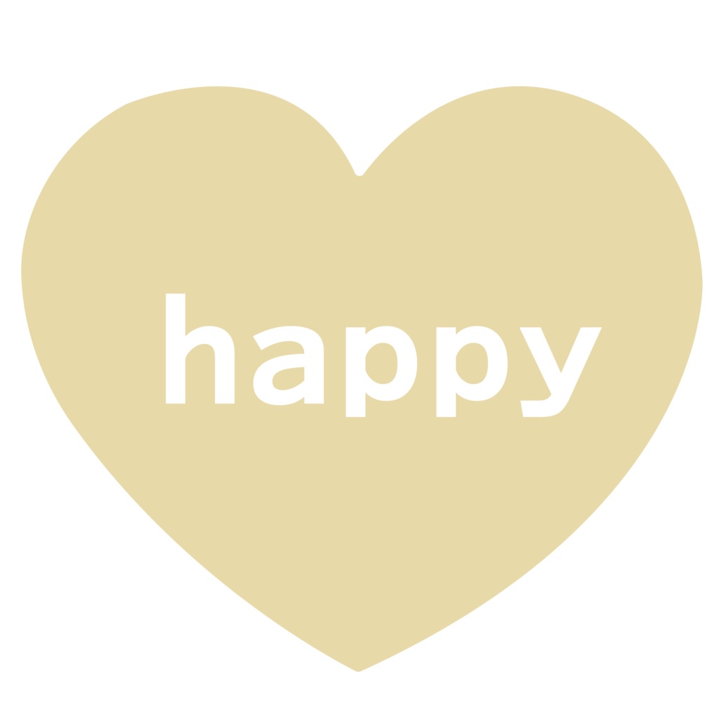 くすみカラー♡happyハート素材 4色セット（透過PNG）