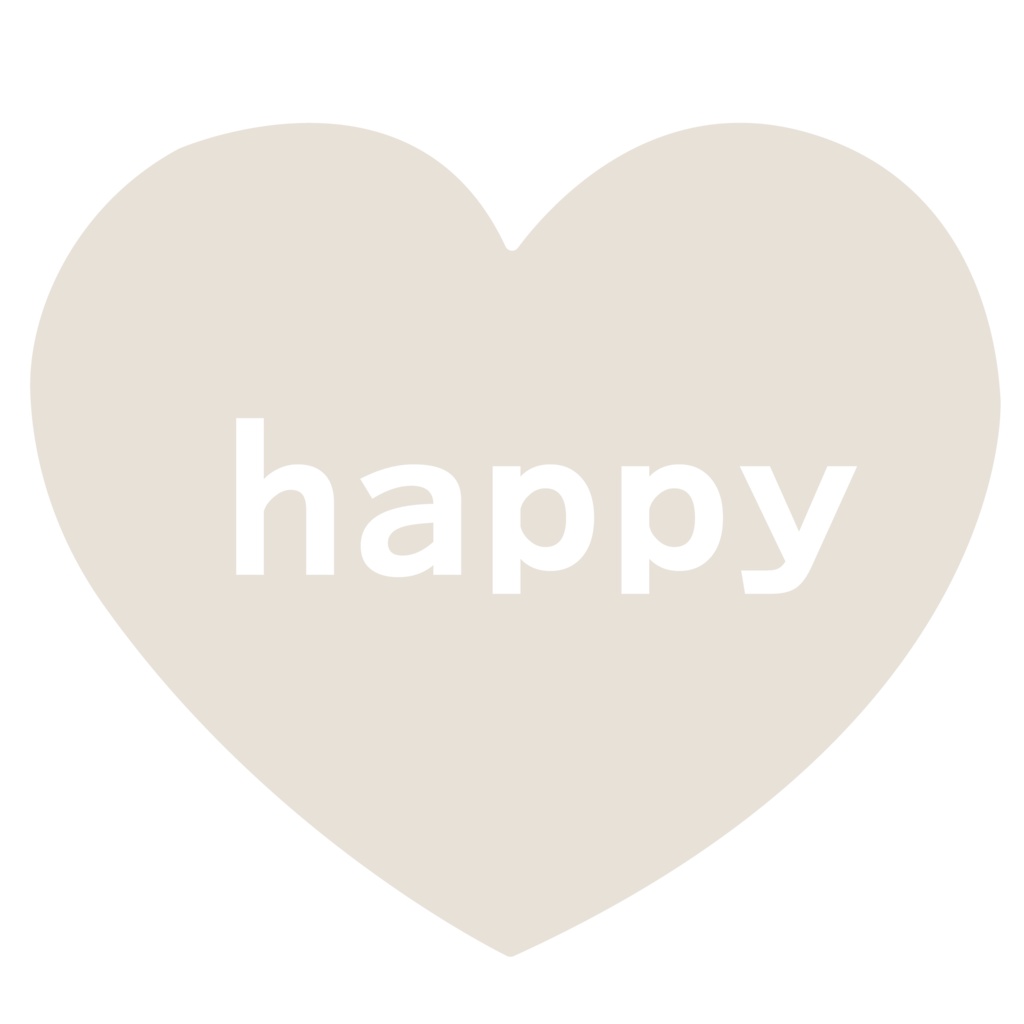 くすみカラー♡happyハート素材 6色セット(透過PNG)