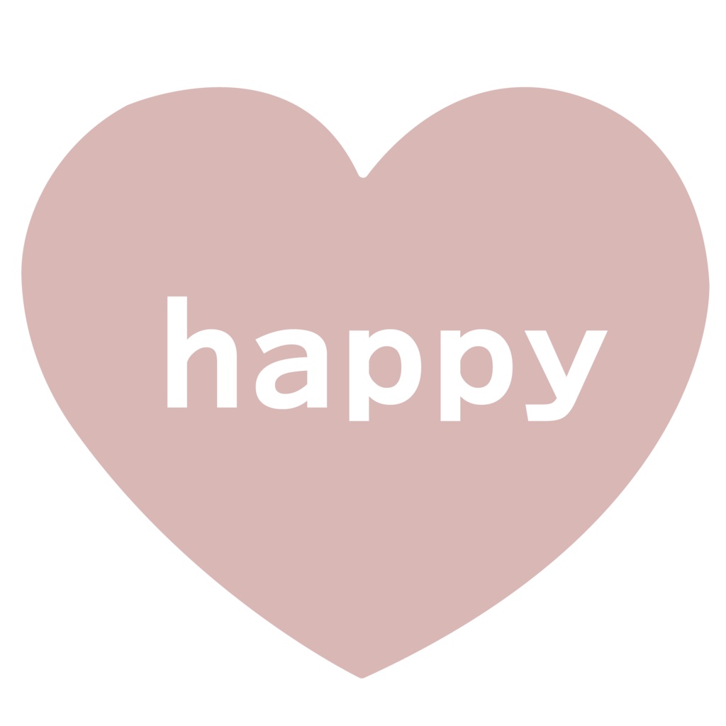 くすみカラー♡happyハート素材 6色セット(透過PNG)