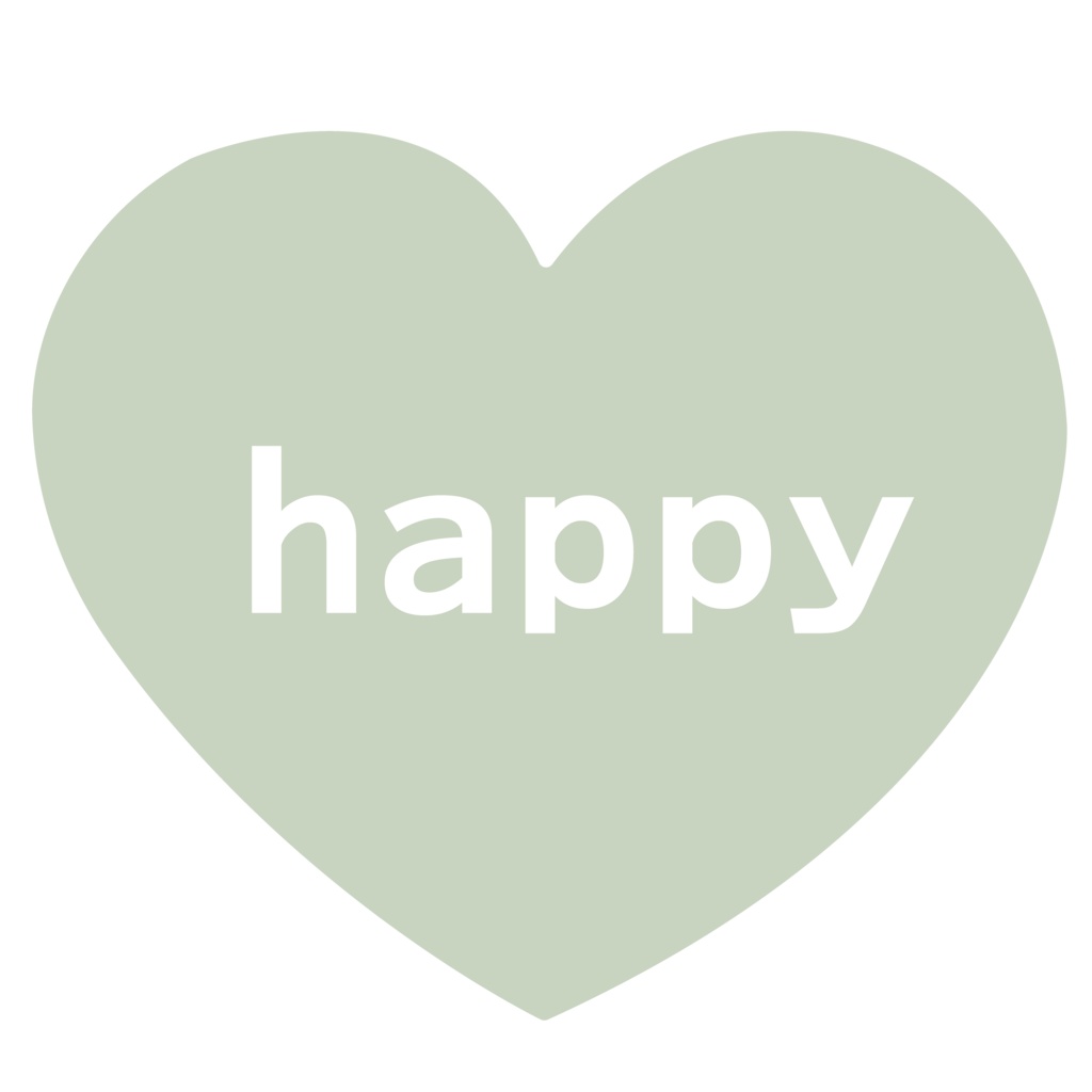 くすみカラー♡happyハート素材 6色セット(透過PNG)