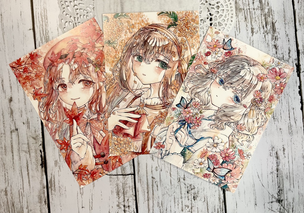 秋の花3種ポストカードセット