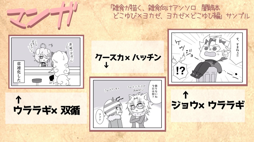 雑食が描く、雑食向けアンソロ「闇鍋本」どこゆびxヨカゼ、ヨカゼxどこゆび編