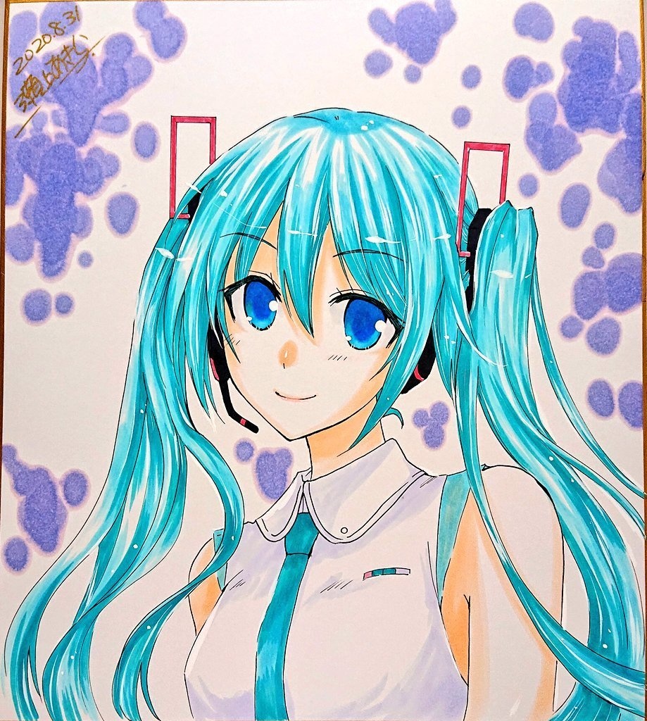短冊色紙直筆「初音」
