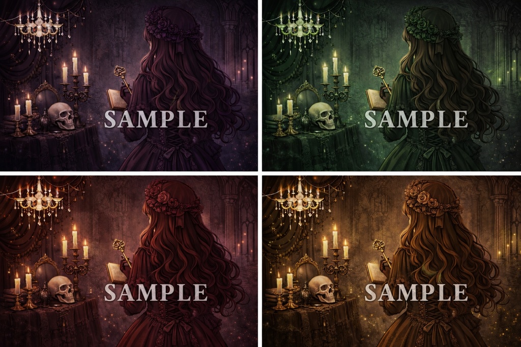 ゴシック×ヴィクトリアン背景素材セット|ダークファンタジー配信・サムネ用
