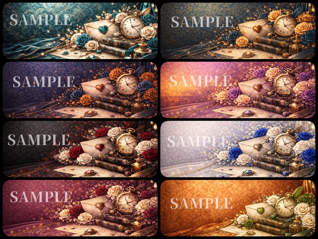 ヴィクトリアンアンティーク背景素材セット（全33枚）｜ゴシック×ローズ｜配信・TRPG・動画用