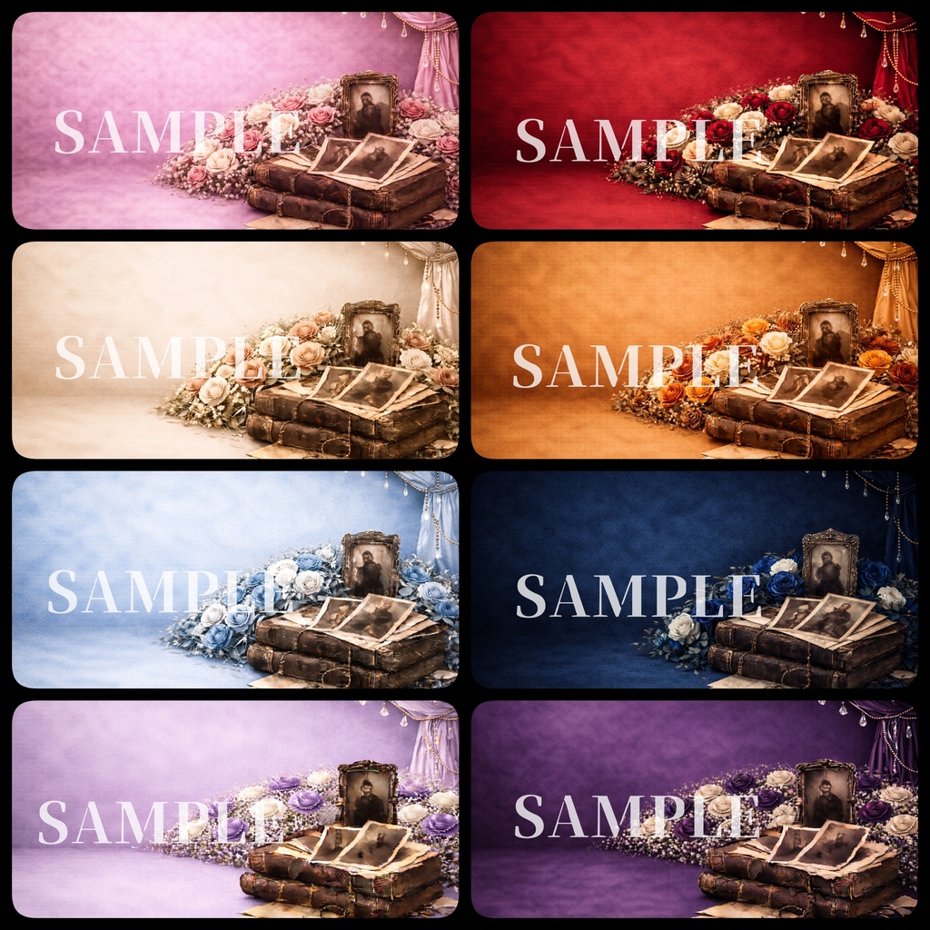 ゴシック×ヴィクトリアン素材|アンティーク写真と古書の背景セット【全69枚】YouTubeサムネイルサイズ|商用利用OK