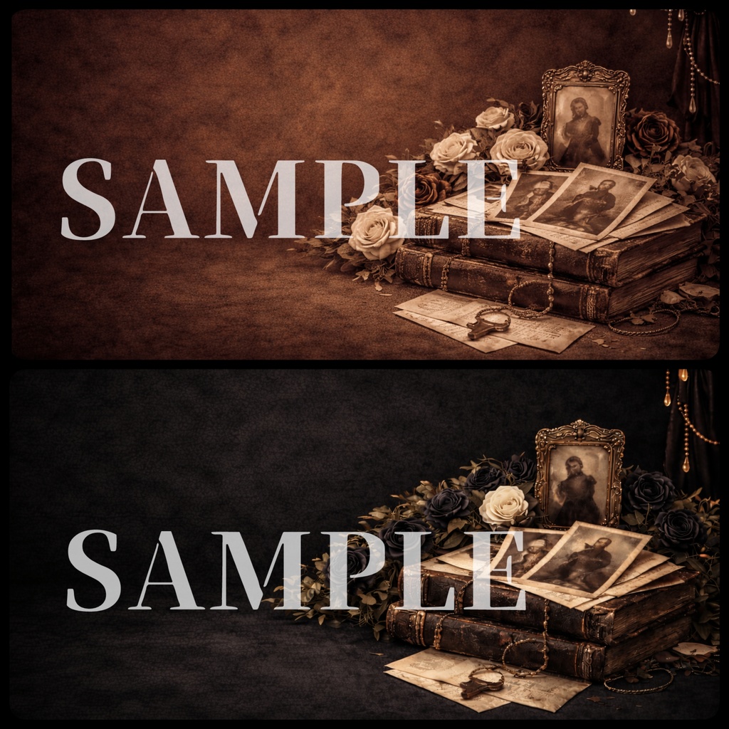 ゴシック×ヴィクトリアン素材|アンティーク写真と古書の背景セット【全69枚】YouTubeサムネイルサイズ|商用利用OK